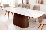 Jídelní stůl UNIQUE II 200 CM bílý mramor/dýha ořech