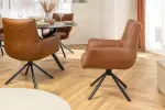 2SET jídelní židle SIGNATURE koňaková/černá pravá kůže otočná