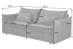 Rozkládací pohovka APARTMENT 3M 215 CM šedá samet
