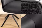 2SET jídelní židle LE GRAND 180° černá/černá pravá kůže/texturovaná tkanina