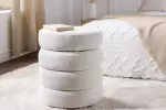 Taburet s ÚP VOQUE 50 CM krémově bílá colin bouclé