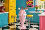 Barový stolek ICE CREAM 90 CM růžový/bílý