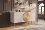 Komoda AURUM 180 CM bílá/zlatá masiv mango