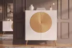 Vysoká komoda AURUM 120 CM bílá/zlatá masiv mango