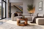 Konferenční stolek ORGANIC LOOP 60 CM černý/hnědý sklo/masiv sheesham Konferenční stolek ORGANIC LOOP 60 CM černý/hnědý sklo/masiv sheesham
