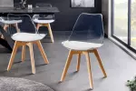 2SET jídelní židle SCANDINAVIA TRANSPARENT průhledná bílá / přírodní