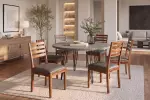 2SET židle MAKASSAR hnědá/tmavě šedá masiv sheesham/umělá kůže