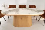 Jídelní stůl UNIQUE 200 CM bílý mramor/dýha ořech