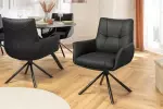 2SET jídelní židle SIGNATURE černá pravá kůže otočná