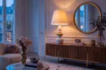 Stolní lampa s nastavitelným stínidlem STONES OF ZEN 70 CM bílá/zlatá