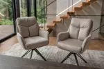 2SET jídelní židle PROMETHEUS otočná 180° taupe/černá samet