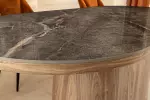 Jídelní stůl UNIQUE 200 CM šedý mramor/dýha ořech