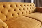 Pohovka MAISON BELLE 220 CM tmavě žlutá samet rozkládací Pohovka MAISON BELLE 220 CM tmavě žlutá samet rozkládací
