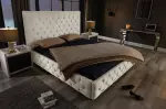 Postel PARIS CHESTERFIELD 180×200 CM béžová lněný potah