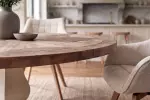 Kulatý jídelní stůl HAMPTONS 120 CM světle hnědý/krémový masiv borovice Kulatý jídelní stůl HAMPTONS 120 CM světle hnědý/krémový masiv borovice
