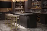 Barová židle ELEGANCE 88 CM béžová/zlatá samet