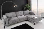 Rohová pohovka MANHATTAN 295 CM šedá texturovaná tkanina pravá
