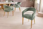 2SET jídelní židle BOUTIQUE zelená/zlatá strukturovaná tkanina