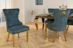 2SET zámecká židle CASTLE S RUKOJETÍ petrolejová/zlatá samet