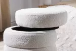 Taburet s ÚP VOQUE 50 CM krémově bílá colin bouclé