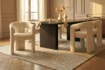 Designová jídelní židle ARCH krémově bílá colin bouclé