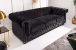 Pohovka CHESTERFIELD 3M 205 CM černá samet