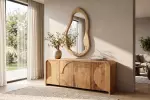 Masivní nástěnné zrcadlo ORGANIC 130 CM krémové mangové dřevo Masivní nástěnné zrcadlo ORGANIC 130 CM krémové mangové dřevo