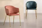 2SET jídelní židle NOBLESSE tyrkysově modrá/zlatá samet