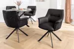 2SET jídelní židle LE GRAND 180° černá/černá pravá kůže/texturovaná tkanina