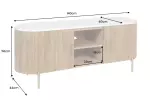 Televizní stolek TRES CHIC 140 CM bílá/přírodní mramor/masiv mango