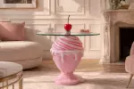 Odkládací stolek ICE CREAM 65 CM růžový/bílý