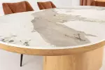 Jídelní stůl UNIQUE 200 CM bílý mramor/dýha ořech
