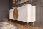 Komoda AURUM 180 CM bílá/zlatá masiv mango