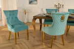 2SET židle CASTLE DELUXE S RUKOJETÍ světle modrá samet