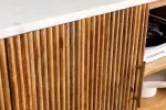 Televizní stolek TRES CHIC 140 CM bílá/přírodní mramor/masiv mango