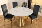 Kulatý jídelní stůl ELEGANCIA 130 CM bílá/zlatá umělý mramor
