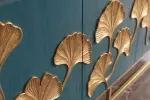 Komoda GINKGO 3D 160 CM tyrkysová/zlatá masiv mango