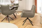 2SET jídelní židle SIGNATURE taupe/černá pravá kůže otočná