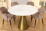 Kulatý jídelní stůl ELEGANCIA 100 CM bílá/mosaz mramor