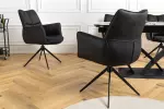 Jídelní židle PAPILLON II černá pravá kůže otočná o 360°