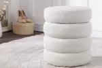 Taburet s ÚP VOQUE 50 CM krémově bílá colin bouclé