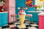 Barový stolek ICE CREAM 90 CM červený/bílý