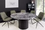 Kulatý jídelní stůl UNIQUE 120 CM šedý mramor/černá