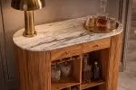 Barová skříň TRES CHIC 120 CM bílá/přírodní mramor/masiv mango