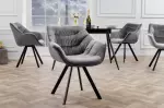 2SET židlo-křeslo DUTCH COMFORT šedé samet otočné