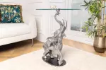 Odkládací stolek WILDLIFE ELEPHANT II 75 CM stříbrný / mramor