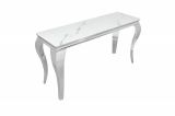 Konzolový stolek MODERN BAROCCO 140 CM SILVER mramorový vzhled