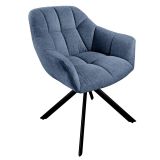 Jídelní židle PAPILLON tmavě modrá strukturovaná látka otočná