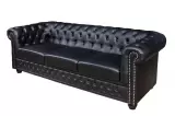 Pohovka CHESTERFIELD 3M 205 CM černá umělá kůže