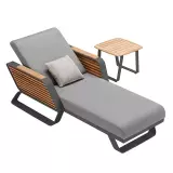 Zahradní lehátko WING BLACK GREY s odkládacím stolkem s jachtařským lepidlem